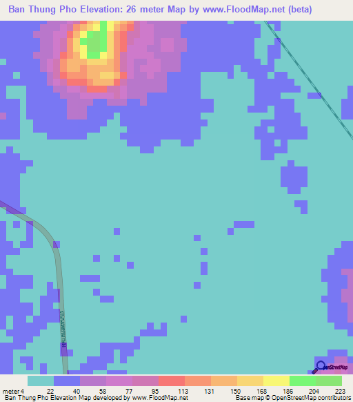 Ban Thung Pho,Thailand Elevation Map