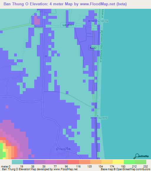 Ban Thung O,Thailand Elevation Map