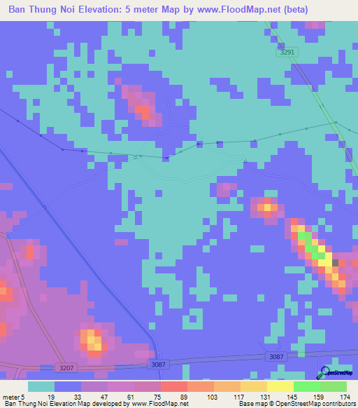 Ban Thung Noi,Thailand Elevation Map