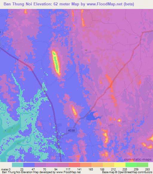 Ban Thung Noi,Thailand Elevation Map