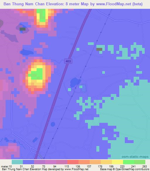 Ban Thung Nam Chan,Thailand Elevation Map