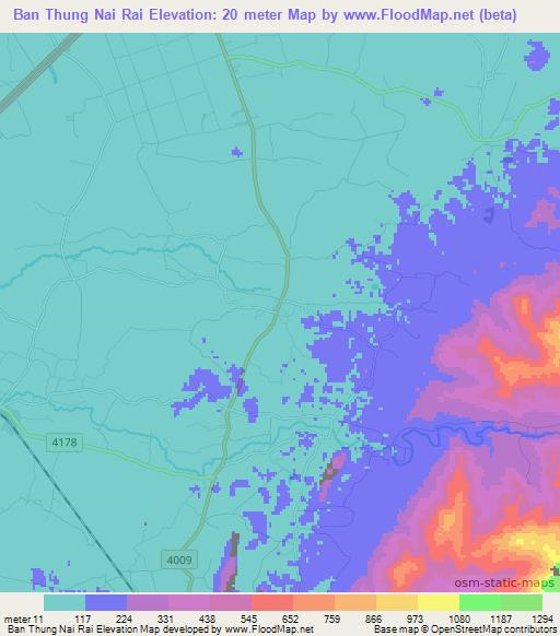 Ban Thung Nai Rai,Thailand Elevation Map