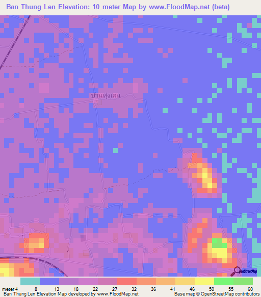 Ban Thung Len,Thailand Elevation Map