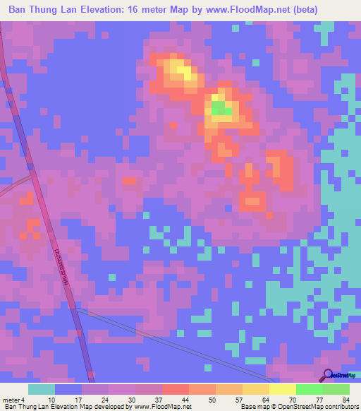 Ban Thung Lan,Thailand Elevation Map