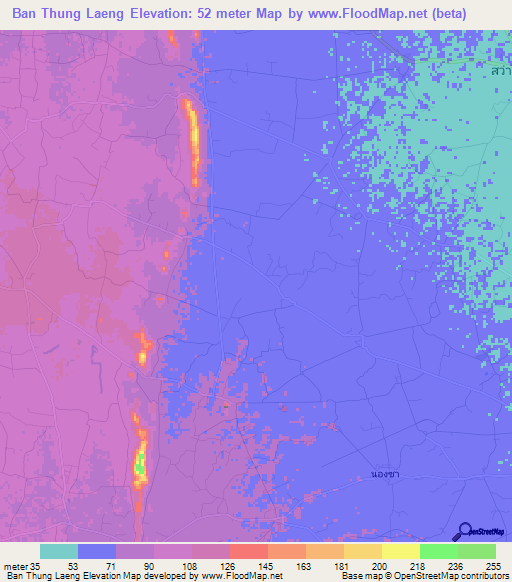 Ban Thung Laeng,Thailand Elevation Map