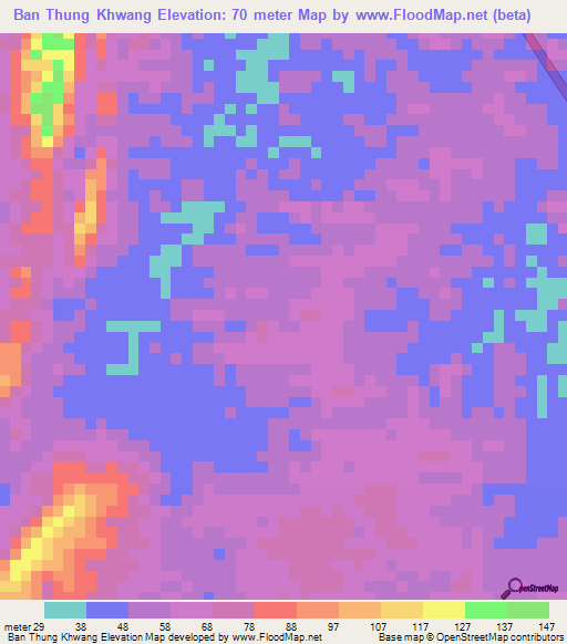 Ban Thung Khwang,Thailand Elevation Map