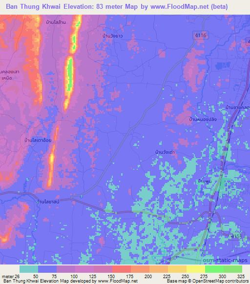 Ban Thung Khwai,Thailand Elevation Map
