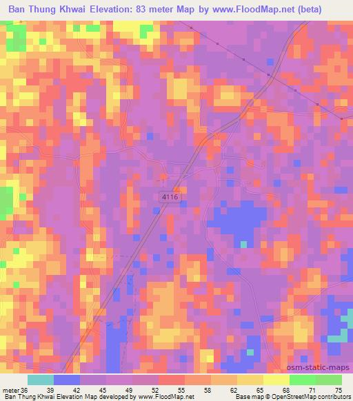 Ban Thung Khwai,Thailand Elevation Map