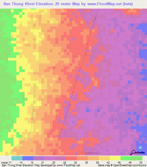 Ban Thung Khret,Thailand Elevation Map