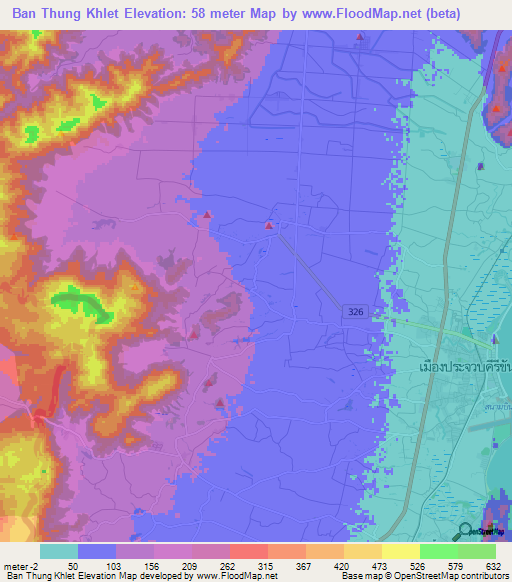 Ban Thung Khlet,Thailand Elevation Map