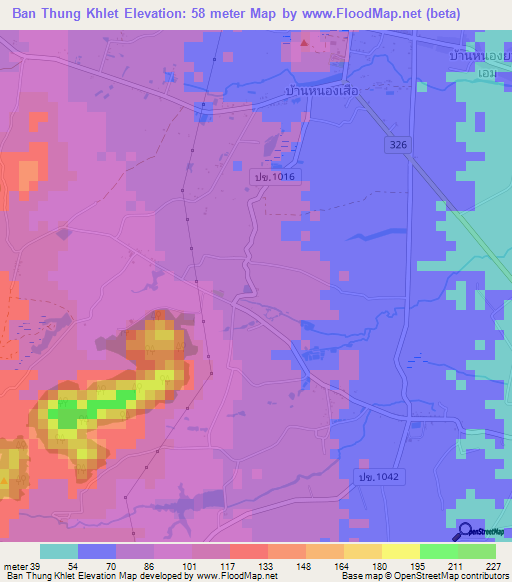 Ban Thung Khlet,Thailand Elevation Map