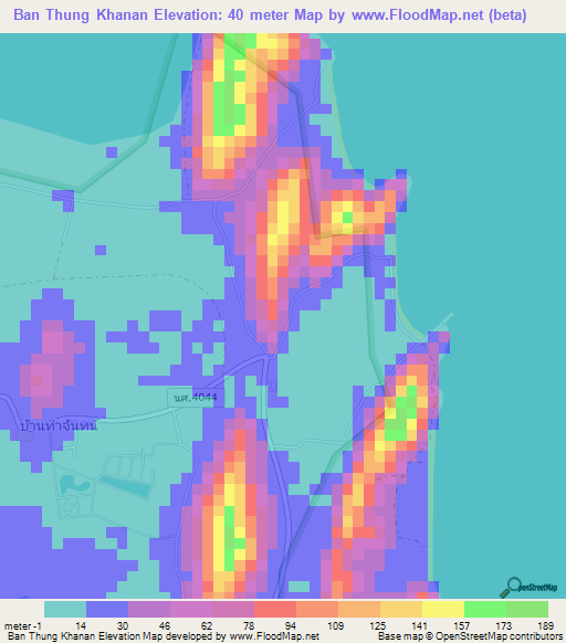 Ban Thung Khanan,Thailand Elevation Map