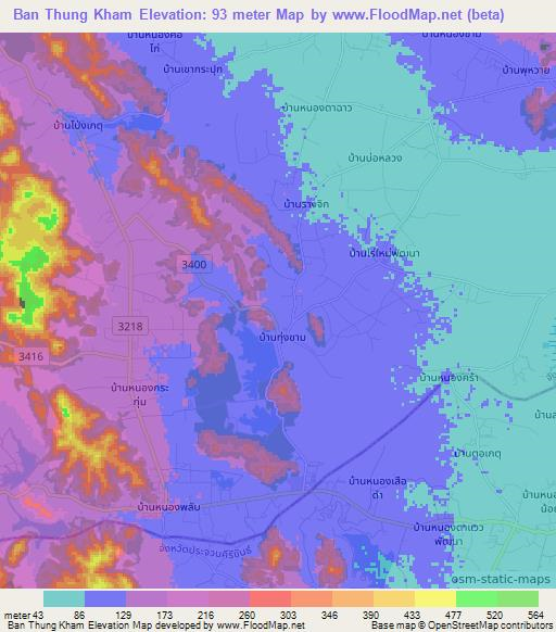 Ban Thung Kham,Thailand Elevation Map
