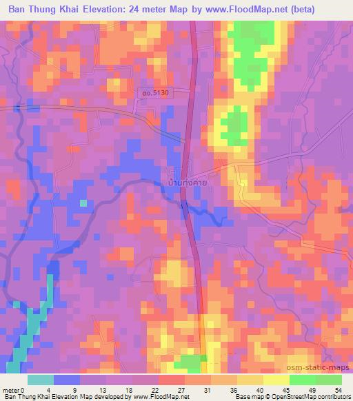 Ban Thung Khai,Thailand Elevation Map