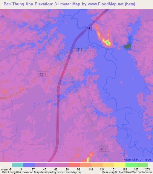 Ban Thung Kha,Thailand Elevation Map