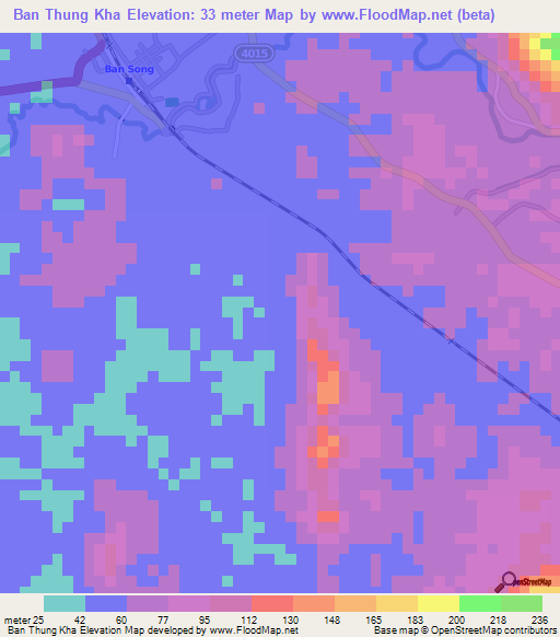 Ban Thung Kha,Thailand Elevation Map