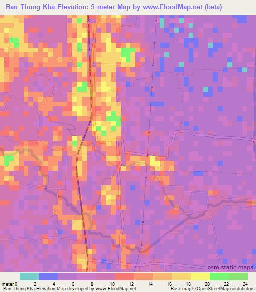 Ban Thung Kha,Thailand Elevation Map