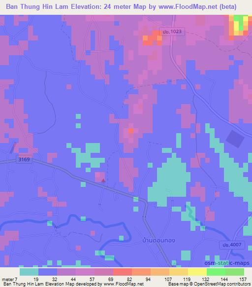 Ban Thung Hin Lam,Thailand Elevation Map