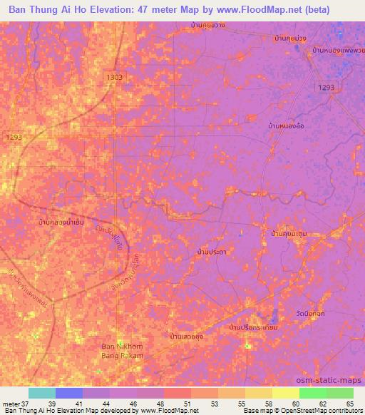 Ban Thung Ai Ho,Thailand Elevation Map