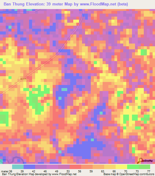 Ban Thung,Thailand Elevation Map