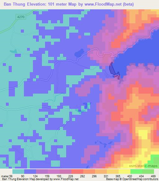 Ban Thung,Thailand Elevation Map