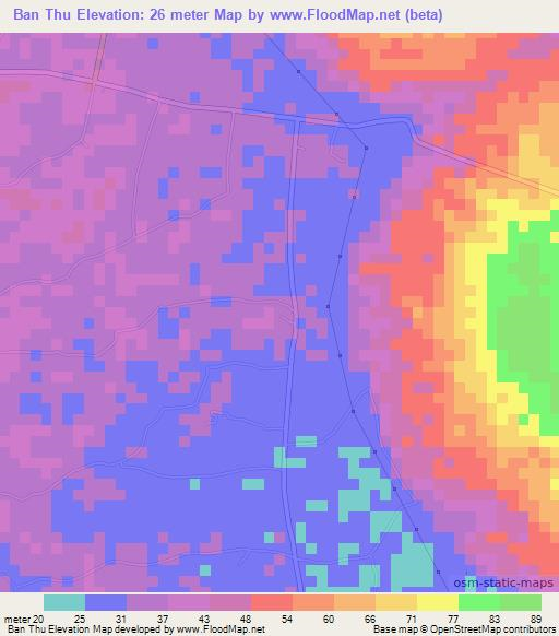 Ban Thu,Thailand Elevation Map