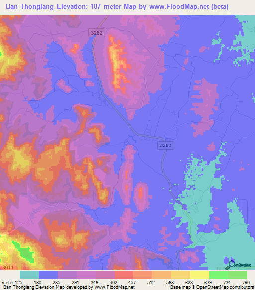 Ban Thonglang,Thailand Elevation Map