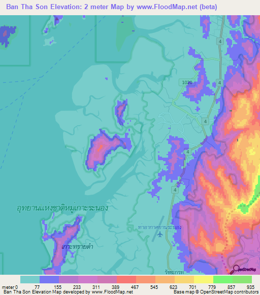 Ban Tha Son,Thailand Elevation Map