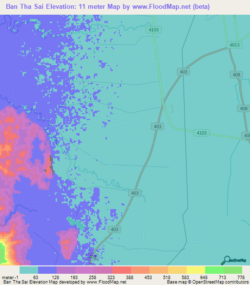 Ban Tha Sai,Thailand Elevation Map