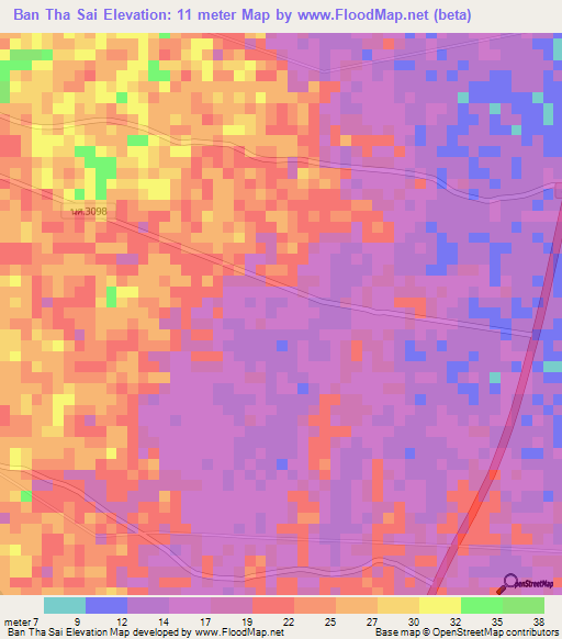 Ban Tha Sai,Thailand Elevation Map