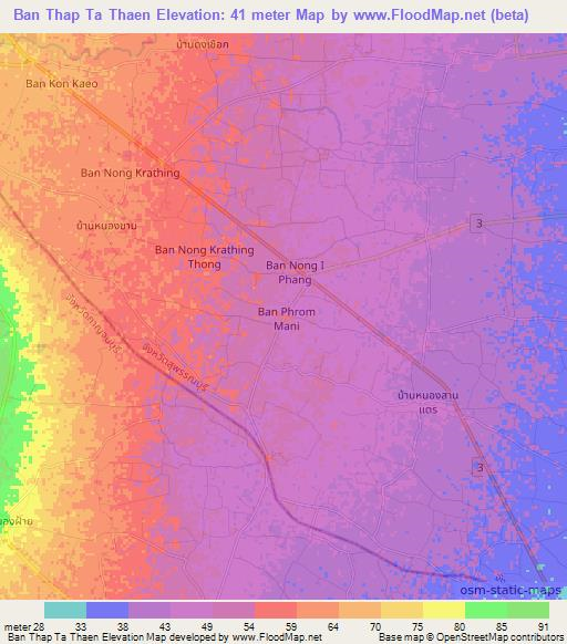 Ban Thap Ta Thaen,Thailand Elevation Map