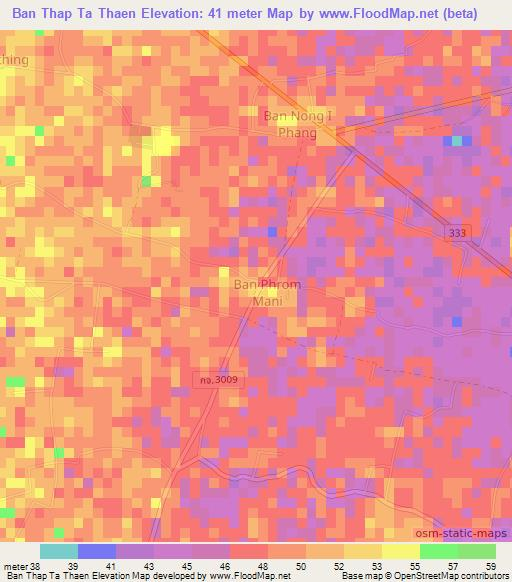 Ban Thap Ta Thaen,Thailand Elevation Map