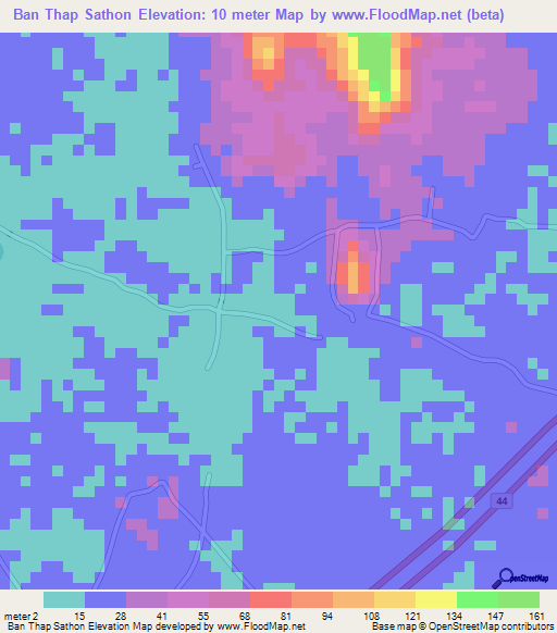 Ban Thap Sathon,Thailand Elevation Map