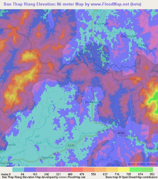 Ban Thap Riang,Thailand Elevation Map