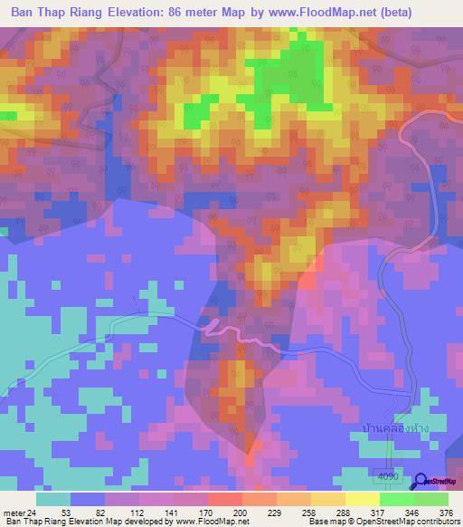 Ban Thap Riang,Thailand Elevation Map