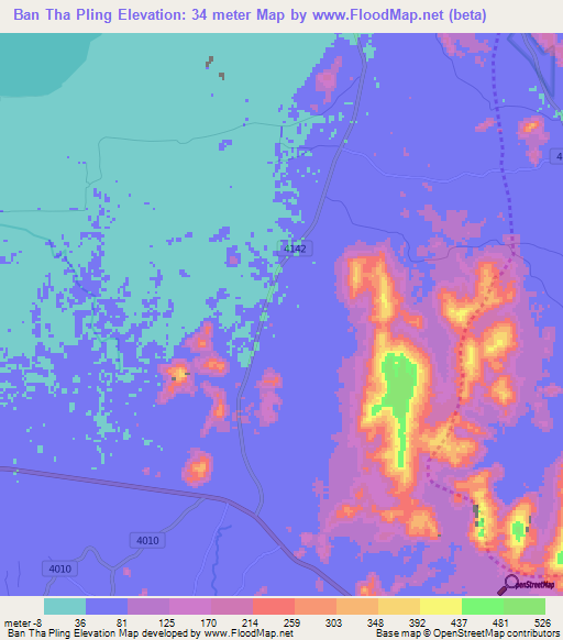 Ban Tha Pling,Thailand Elevation Map