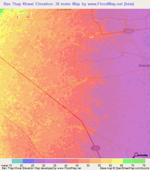 Ban Thap Khwai,Thailand Elevation Map