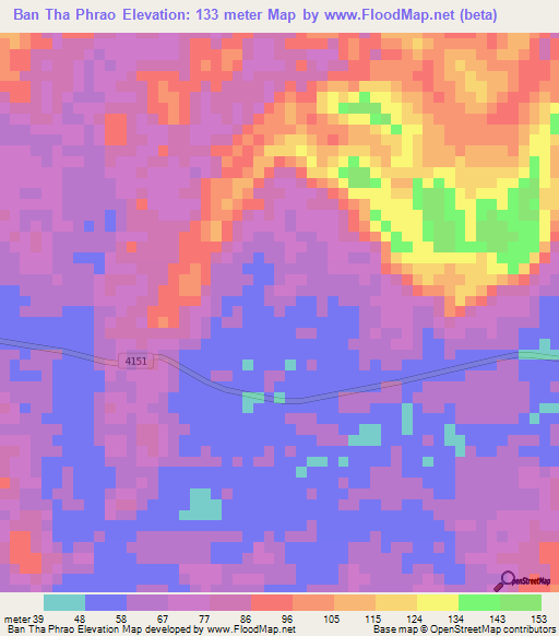 Ban Tha Phrao,Thailand Elevation Map