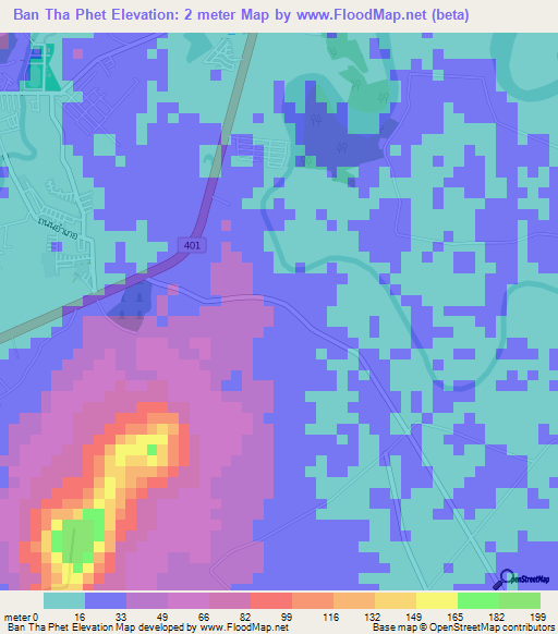 Ban Tha Phet,Thailand Elevation Map