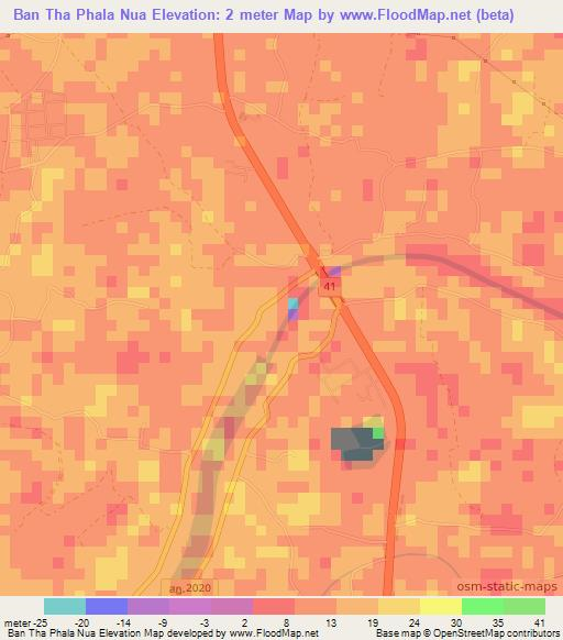Ban Tha Phala Nua,Thailand Elevation Map