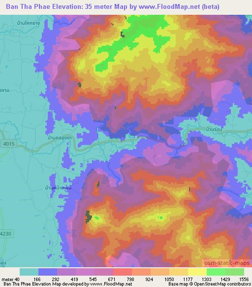 Ban Tha Phae,Thailand Elevation Map