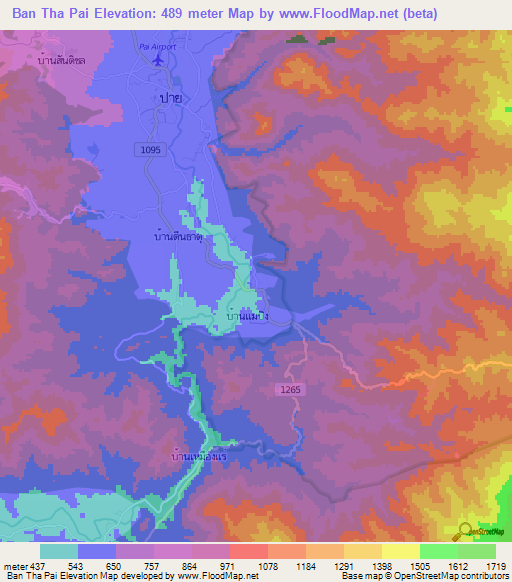 Ban Tha Pai,Thailand Elevation Map