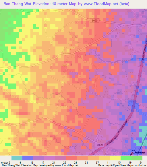 Ban Thang Wat,Thailand Elevation Map