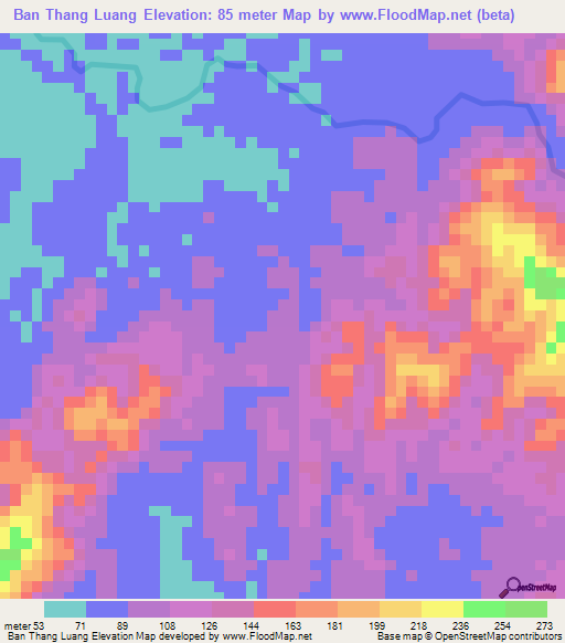 Ban Thang Luang,Thailand Elevation Map