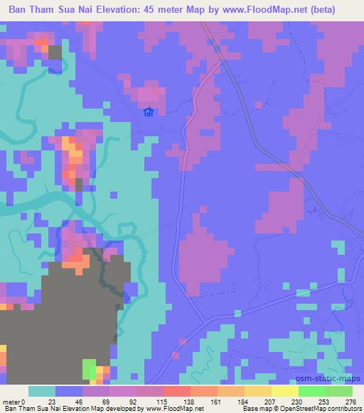Ban Tham Sua Nai,Thailand Elevation Map