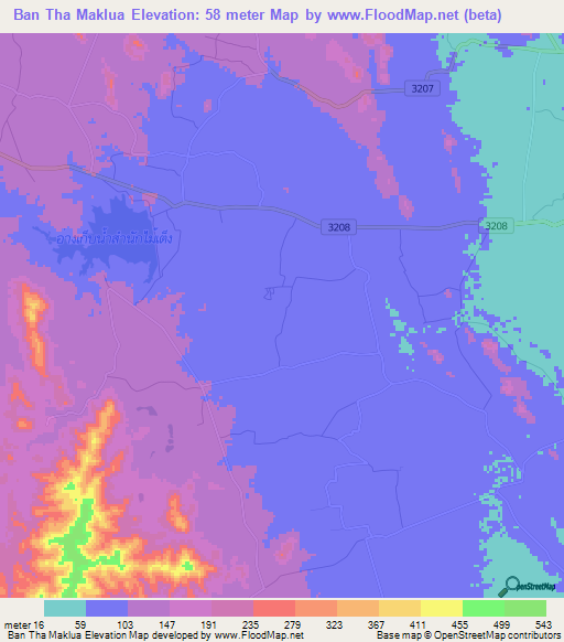 Ban Tha Maklua,Thailand Elevation Map