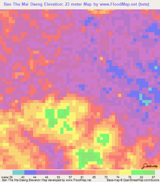 Ban Tha Mai Daeng,Thailand Elevation Map