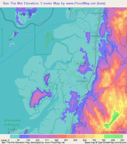 Ban Tha Mai,Thailand Elevation Map