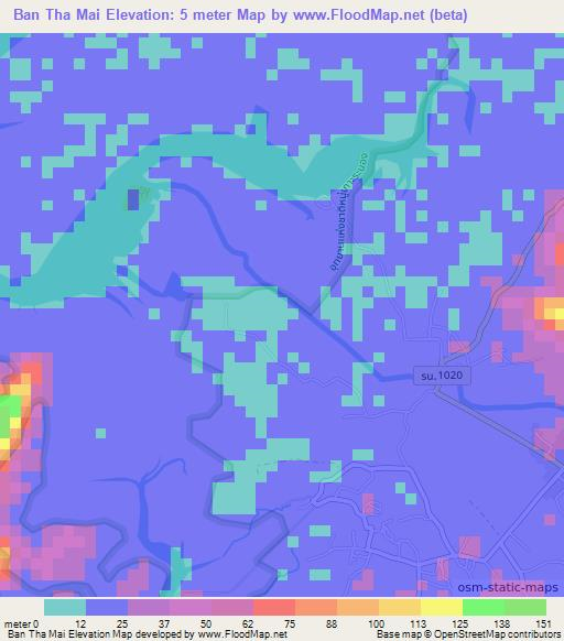 Ban Tha Mai,Thailand Elevation Map