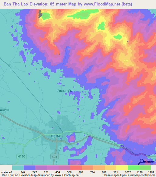 Ban Tha Lao,Thailand Elevation Map